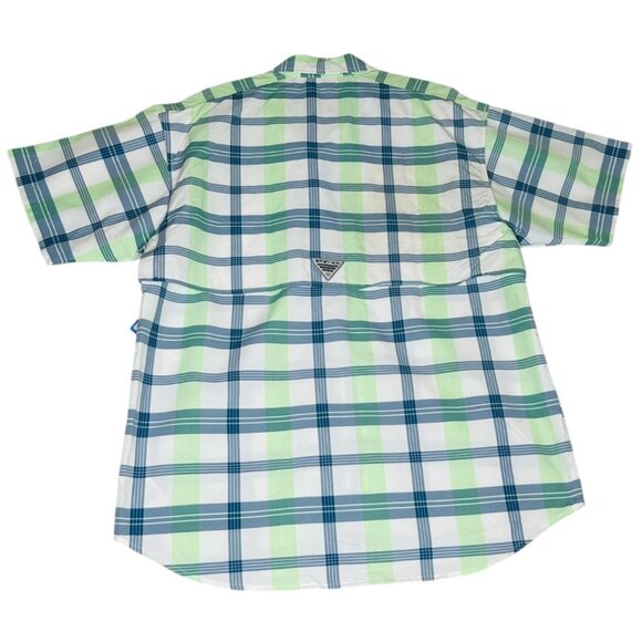 Columbia PFG NWT Omni Shade UPF 30 Men's M Blue Green Vented Fishing Shirt Plai - Picture 7 of 9